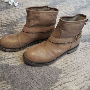Light Brown, Short, Zip Boots, Size 9
